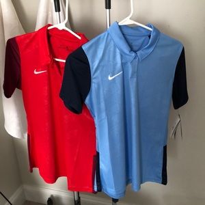 2-NWT Nike Dri-Fit Women’s Medium polos.